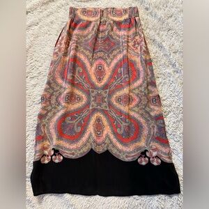 Anthropologie Venessa Virgina Long Skirt Pink Flower Pattern size S